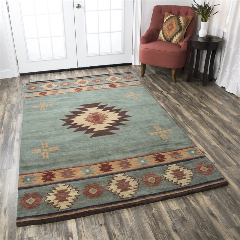 Alora Decor Ryder 12' x 15' Tribal Gray Blue/Rust/Burgundy/Tan/Khaki Rug