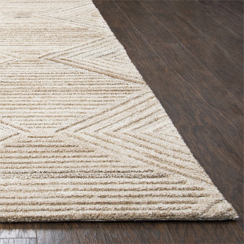 Alora Decor Makalu 9' x 12' Geometric/Solid Tan/Natural Hand-Tufted Area Rug