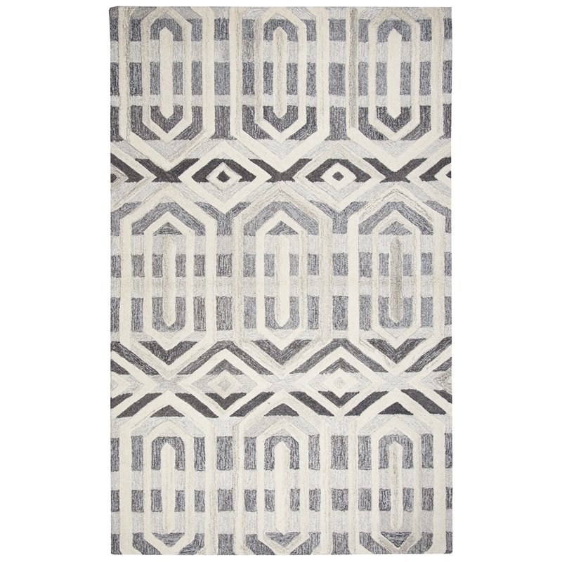 Alora Decor Makalu 10' x 13' Geometric Gray/Natural Hand-Tufted Area Rug
