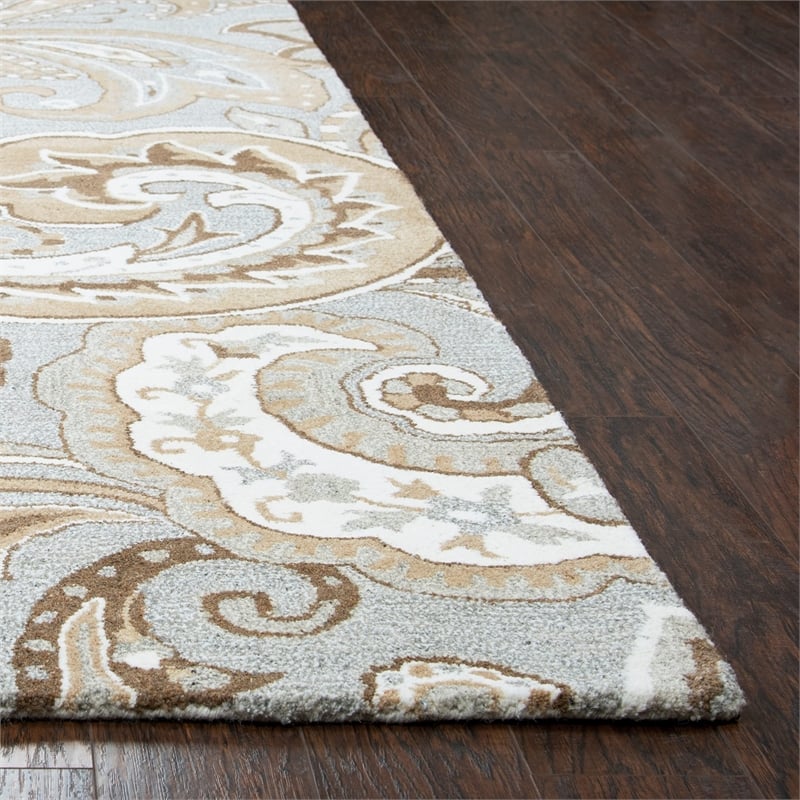 Alora Decor Makalu 10' x 13' Paisley Beige/Natural Hand-Tufted Area Rug