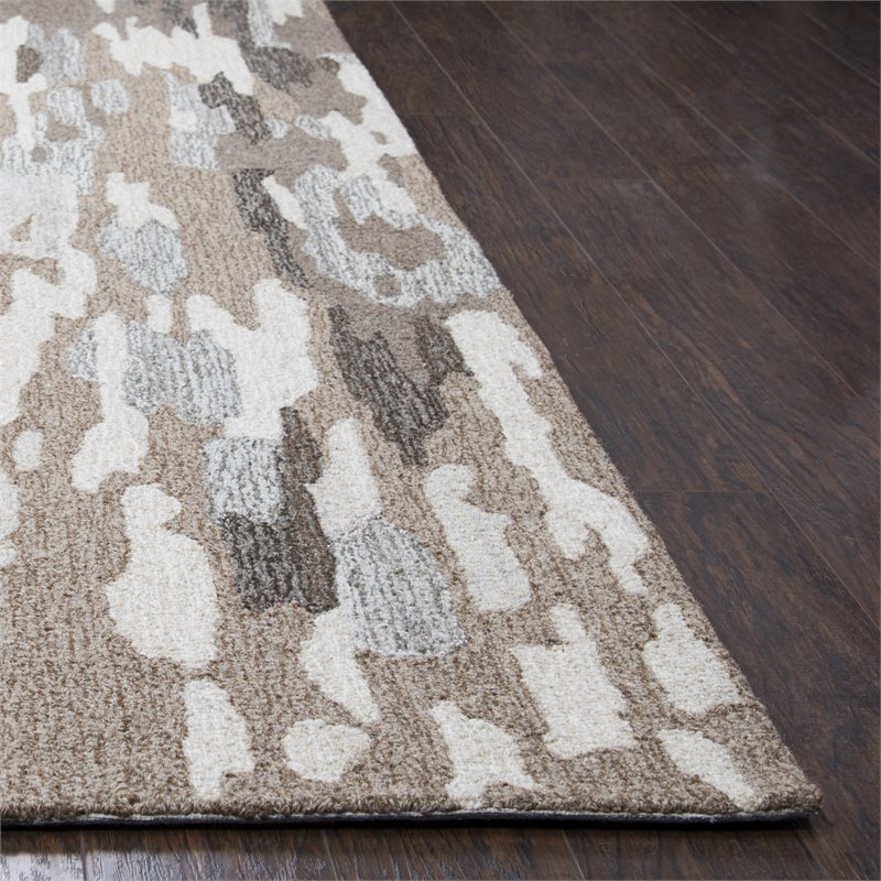 Alora Decor Makalu 9' x 12' Abstract Brown/Natural Hand-Tufted Area Rug