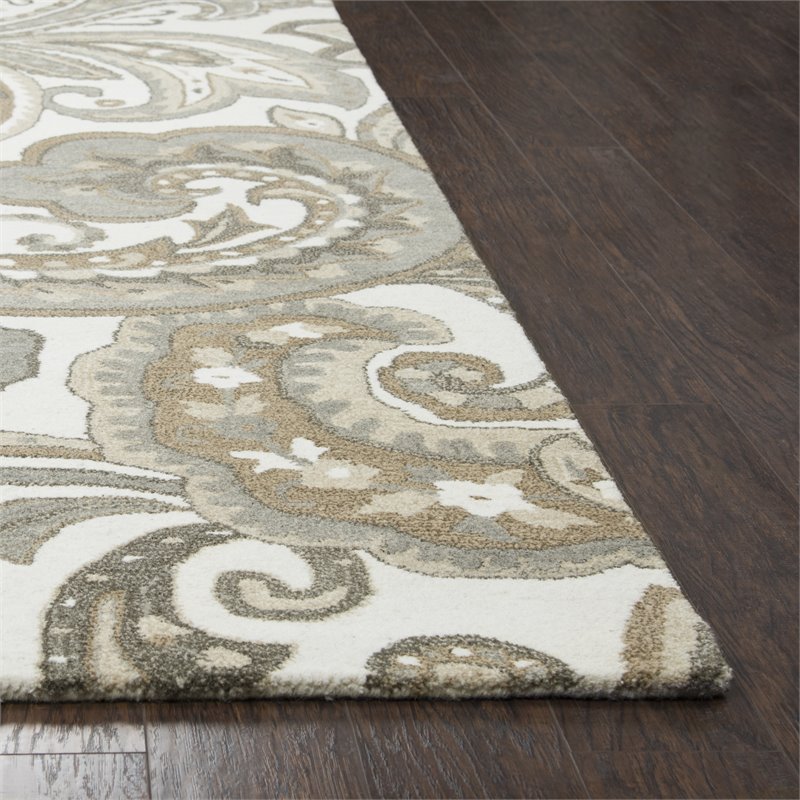 Alora Decor Makalu 9' x 12' Paisley Beige/Natural Hand-Tufted Area Rug