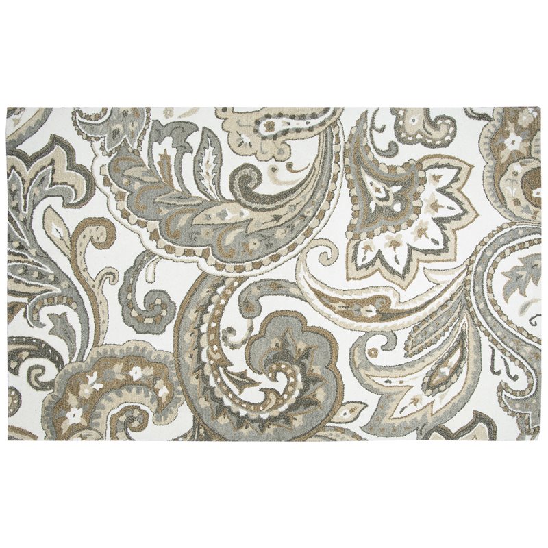 Alora Decor Makalu 9' x 12' Paisley Beige/Natural Hand-Tufted Area Rug