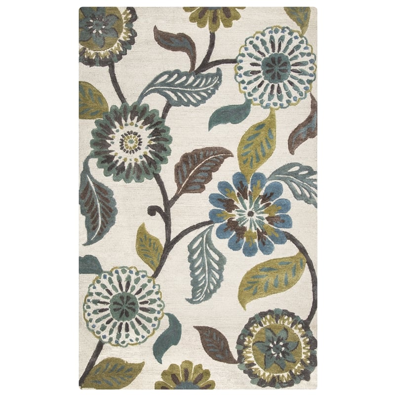 Alora Decor Milan 10' x 14' Floral Sage/Blue-Teal/Gray/Rust/Blue Area Rug