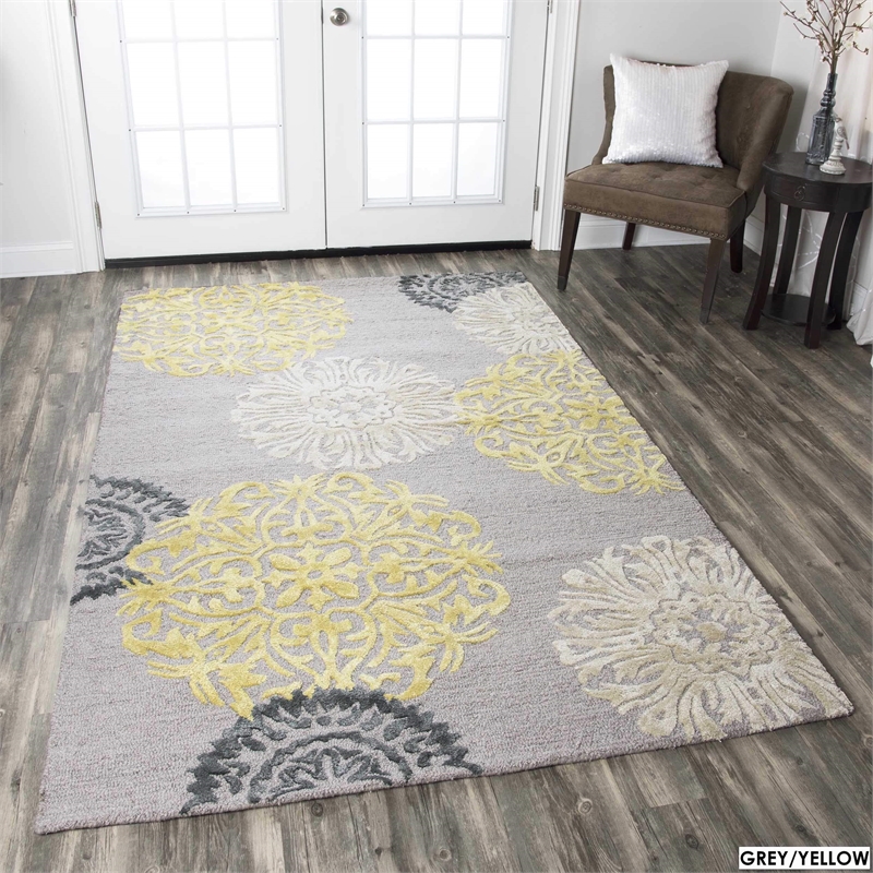 Alora Decor Milan 9' x 12' Medallion Navy/Gray/Rust/Blue Hand-Tufted Area Rug