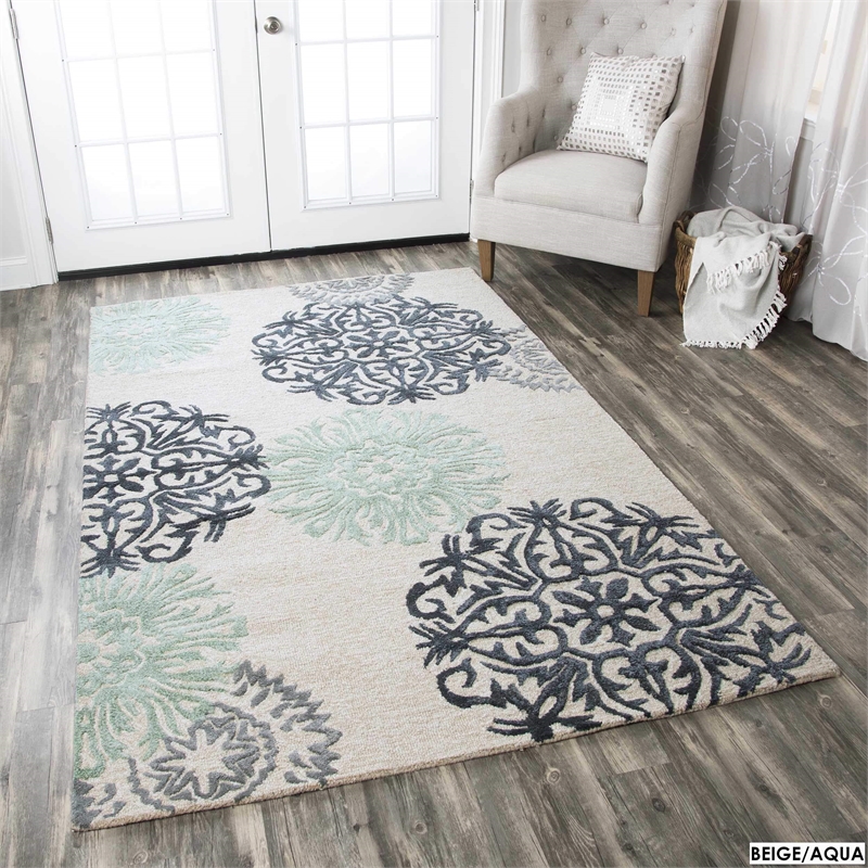 Alora Decor Milan 9' x 12' Medallion Navy/Gray/Rust/Blue Hand-Tufted Area Rug