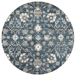Alora Decor Napoli 10' Round Traditional Motifs Blue/Ivory Hand-Tufted Area Rug