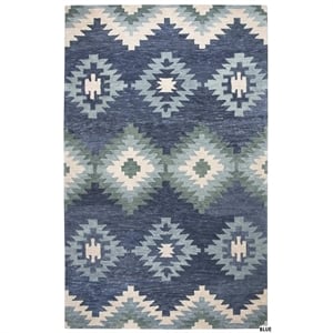 Alora Decor Napoli 9' x 12' Southwestern Motifs Blue/Ivory Hand-Tufted Area Rug