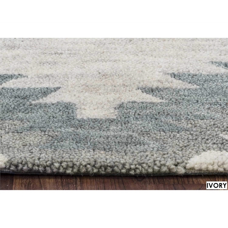 Alora Decor Napoli 9' x 12' Southwestern Motifs Blue/Ivory Hand-Tufted Area Rug