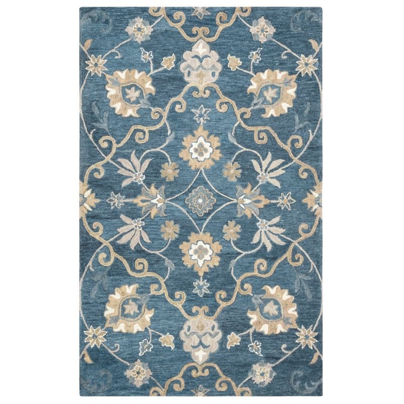 Alora Decor Napoli 9' x 12' Traditional Motifs Blue/Ivory Hand-Tufted Area Rug