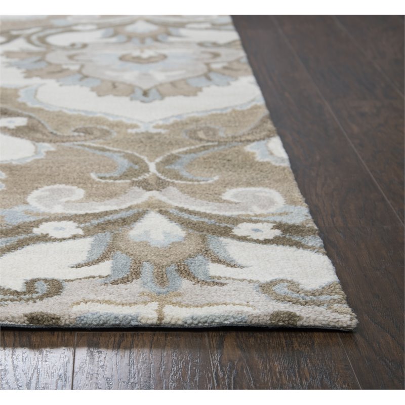 Alora Decor Napoli 12' x 15' Medallion Mocha/Ivory Hand-Tufted Area Rug