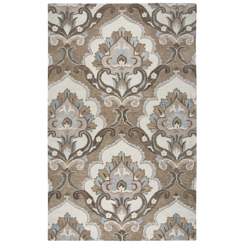 Alora Decor Napoli 9' x 12' Medallion Mocha/Ivory Hand-Tufted Area Rug