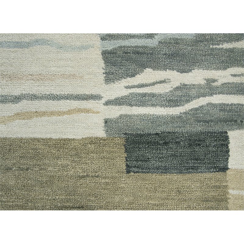 Alora Decor Napoli 10' Round Block Neutral/Ivory Hand-Tufted Area Rug