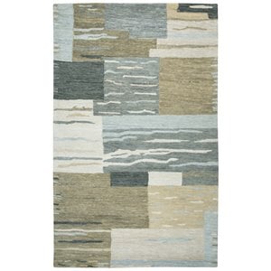 Alora Decor Napoli 10' x 14' Block Neutral/Ivory Hand-Tufted Area Rug