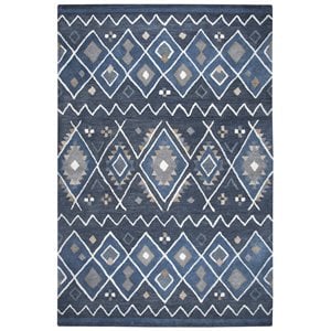Alora Decor Pueblo 9' x 12' Tribal Indigo/Natural/Blue/Gray Area Rug
