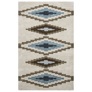 Alora Decor Pueblo 9' x 12' Tribal Beige/Navy/Blue/Brown Hand-Tufted Area Rug