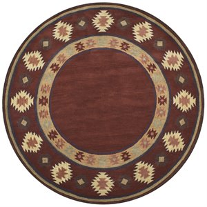 Alora Decor Ryder 10' Round Tribal Burgundy/Tan/Rust/Navy/Sage Hand-Tufted Rug