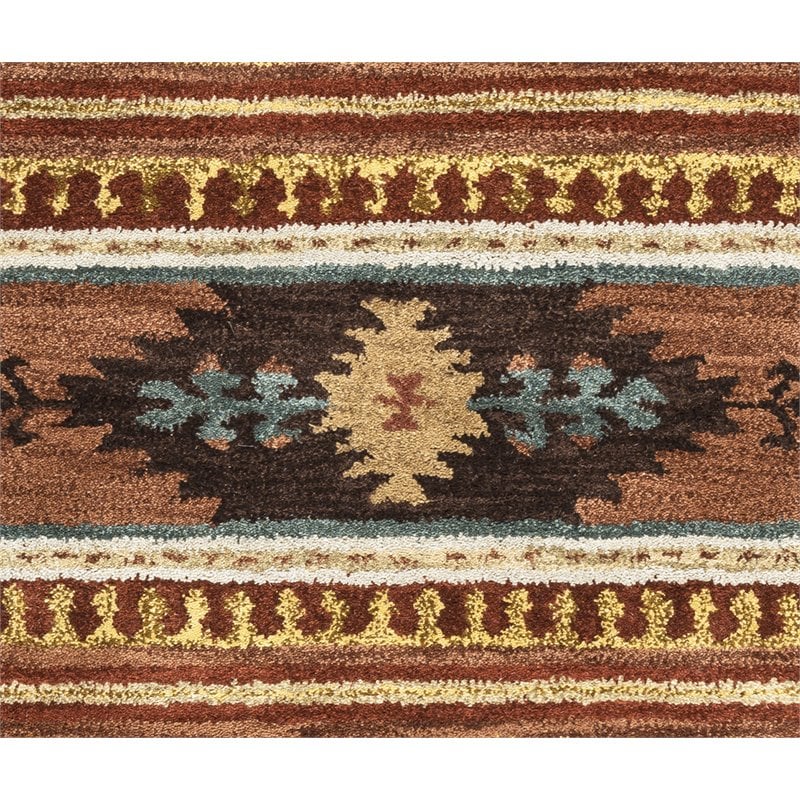 Alora Decor Ryder 10' Round Tribal Multi/Brown/Blue/Gold/Khaki Hand-Tufted Rug