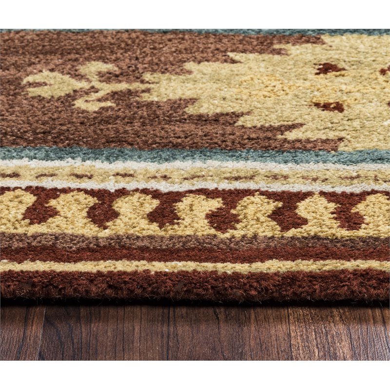 Alora Decor Ryder 12' x 15' Tribal Multi/Brown/Blue/Gold/Khaki Hand-Tufted Rug