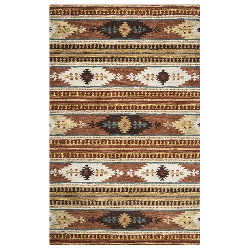 Alora Decor Ryder 12' x 15' Tribal Multi/Brown/Blue/Gold/Khaki Hand-Tufted Rug