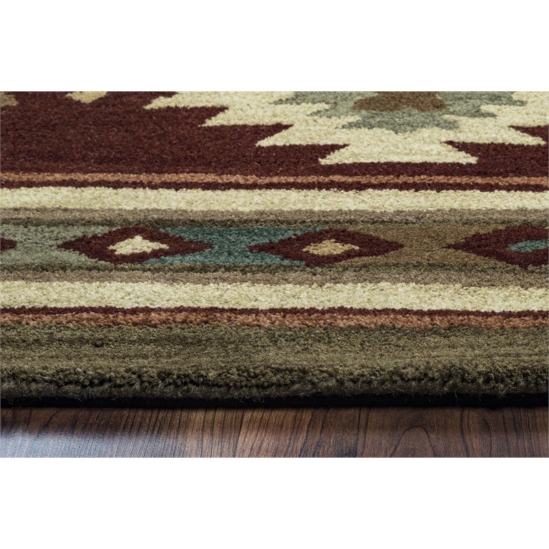 Alora Decor Ryder 9' x 12' Tribal Burgundy/Tan/Khaki/Sage Hand-Tufted Area Rug