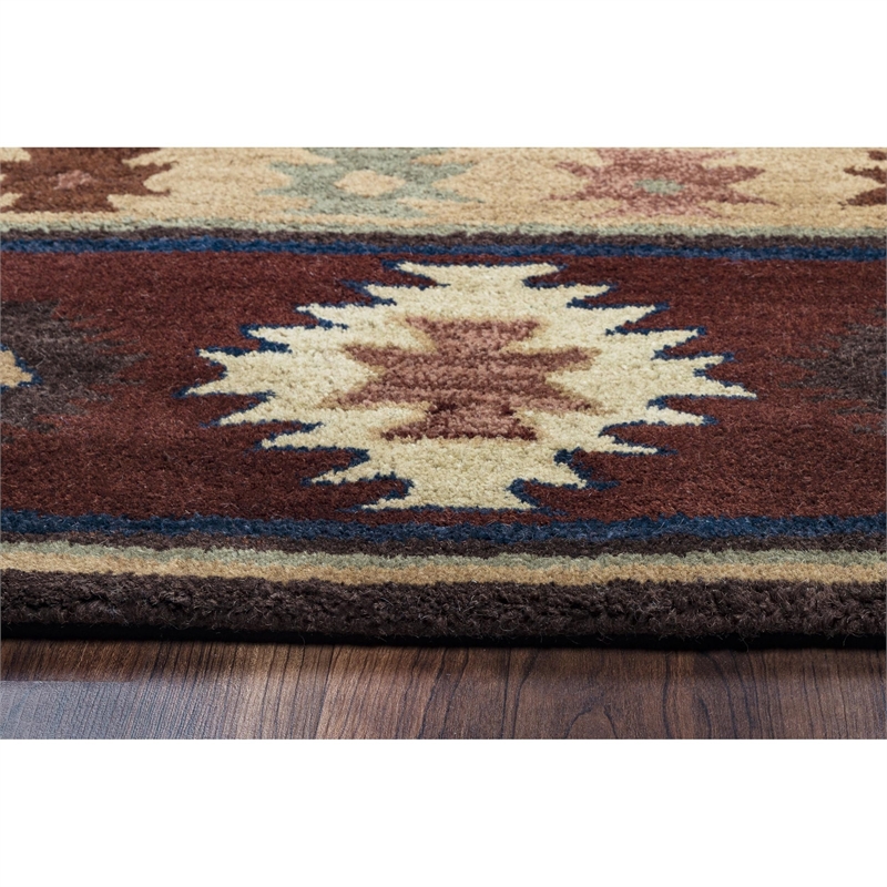 Alora Decor Ryder 9' x 12' Tribal Burgundy/Tan/Sage/Navy Hand-Tufted Area Rug