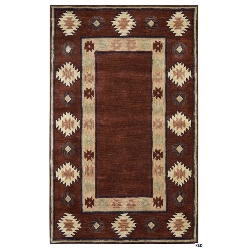 Alora Decor Ryder 9' x 12' Tribal Tan/Sage/Navy/Burgundy Hand-Tufted Area Rug