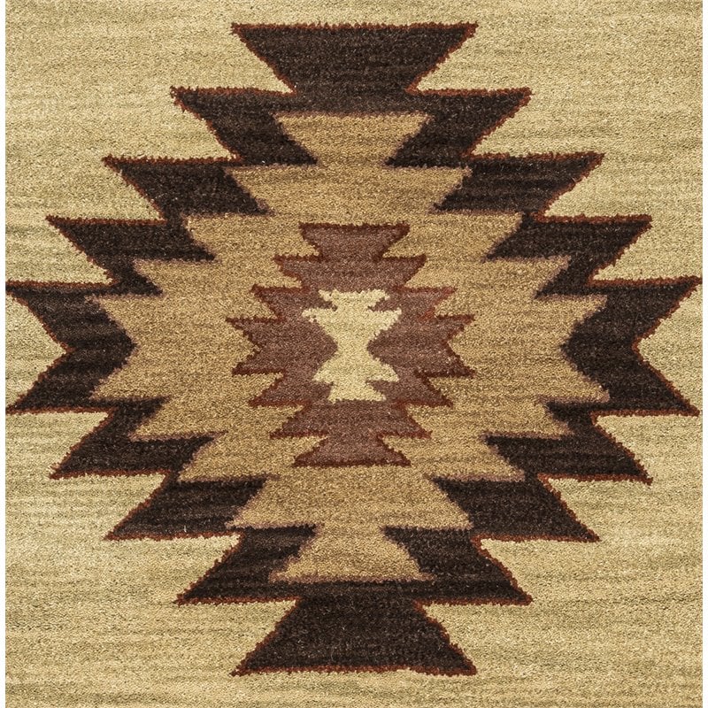 Alora Decor Ryder 10' Round Tribal Khaki/Brown/Burgundy/Sage Hand-Tufted Rug