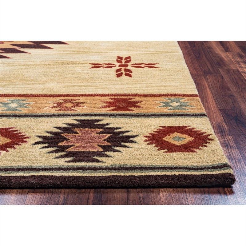 Alora Decor Ryder 12' x 15' Tribal Khaki/Brown/Burgundy/Sage Hand-Tufted Rug