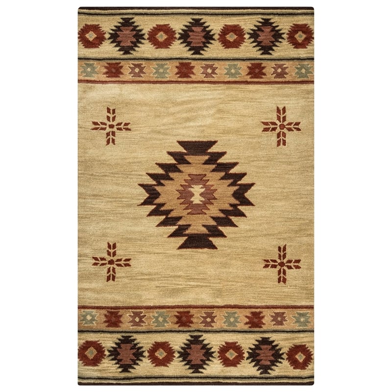 Alora Decor Ryder 12' x 15' Tribal Khaki/Brown/Burgundy/Sage Hand-Tufted Rug