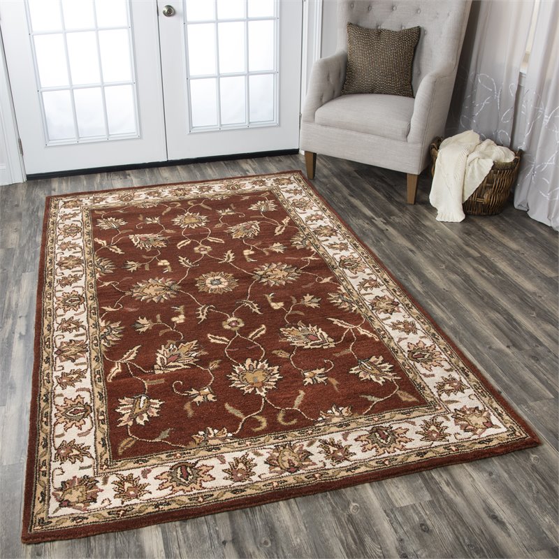 Alora Decor Sareena 9' x 12' Border Rust/Taupe/Sage/Tan/Khaki Area Rug
