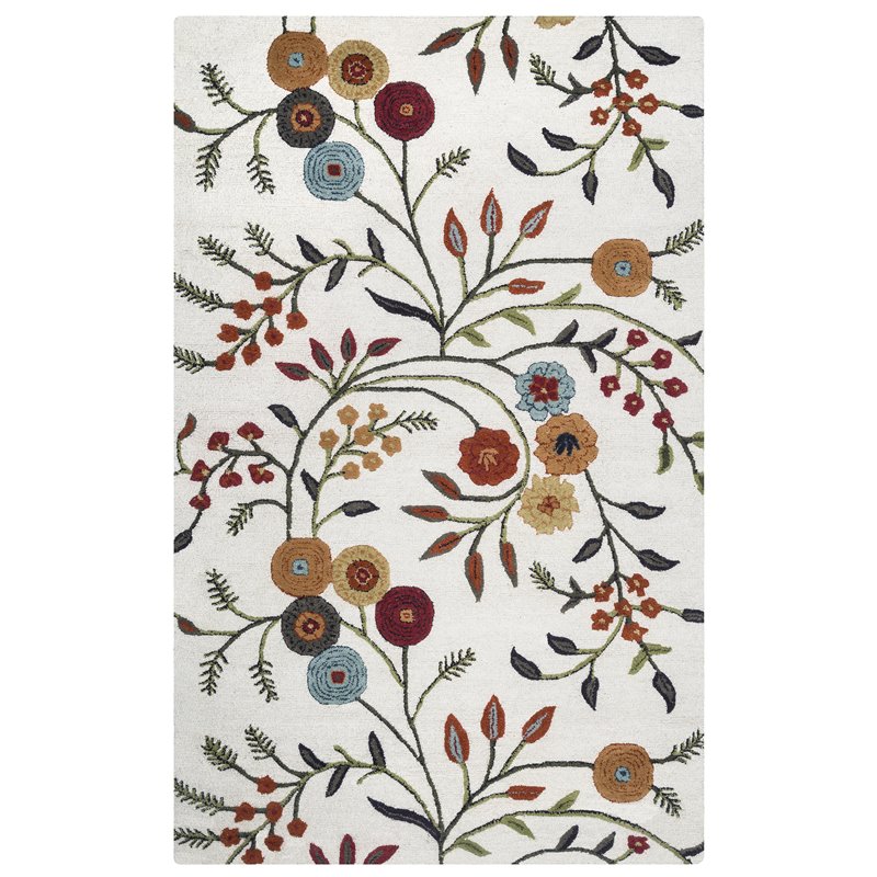 Alora Decor Charming 10' x 14' Floral Ivory/Gray/Rust/Blue Hand-Tufted Area Rug