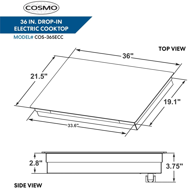 Cosmo COS-365ECC 36 in. Drop-In Electric Black Ceramic Glass Cooktop