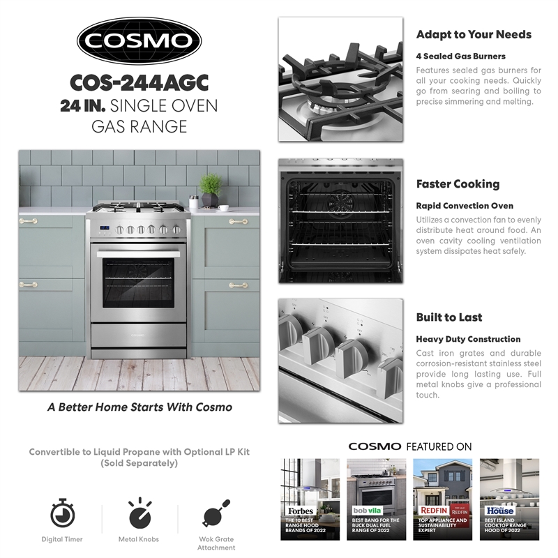 24 in. Nebula Collection 2.73 cu. ft. Gas Range in Stainless Steel