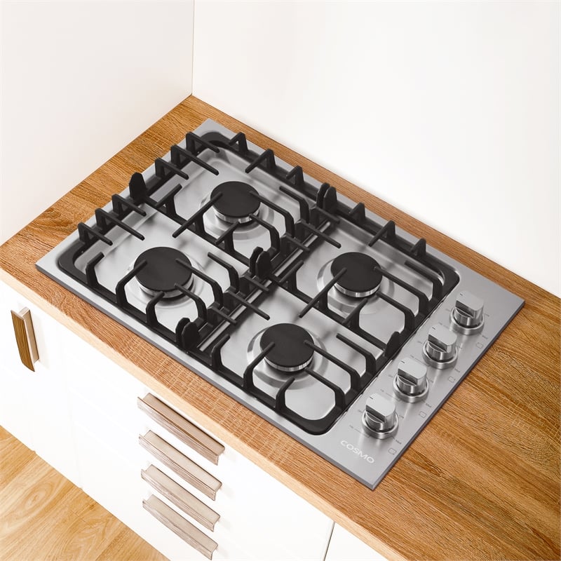 30 in. Gas Cooktop in Stainless Steel with 4 Italian Made Burners