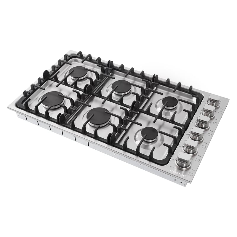 Cosmo COS-DIC366 36 in. Drop-In Stainless Steel Gas Cooktop in Silver