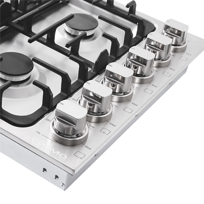 Cosmo COS-DIC366 36 in. Drop-In Stainless Steel Gas Cooktop in Silver