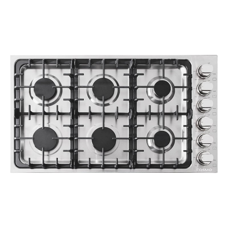Cosmo COS-DIC366 36 in. Drop-In Stainless Steel Gas Cooktop in Silver