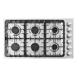 36 in. Gas Cooktop in Stainless Steel with 6 Italian Made Burners