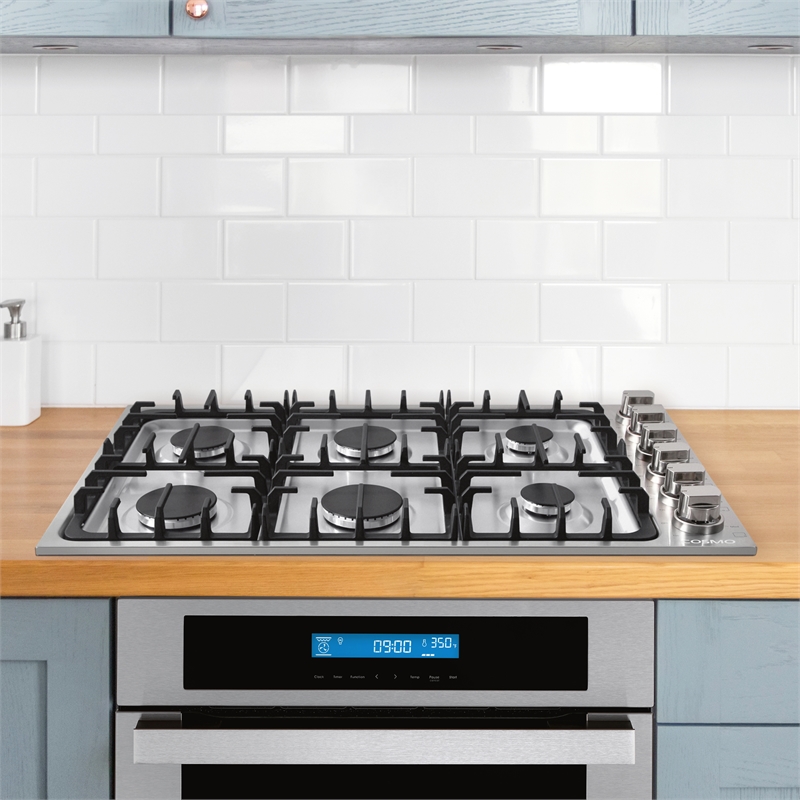 Cosmo COS-DIC366 36 in. Drop-In Stainless Steel Gas Cooktop in Silver