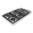 36 in. Gas Cooktop in Stainless Steel with 6 Italian Made Burners