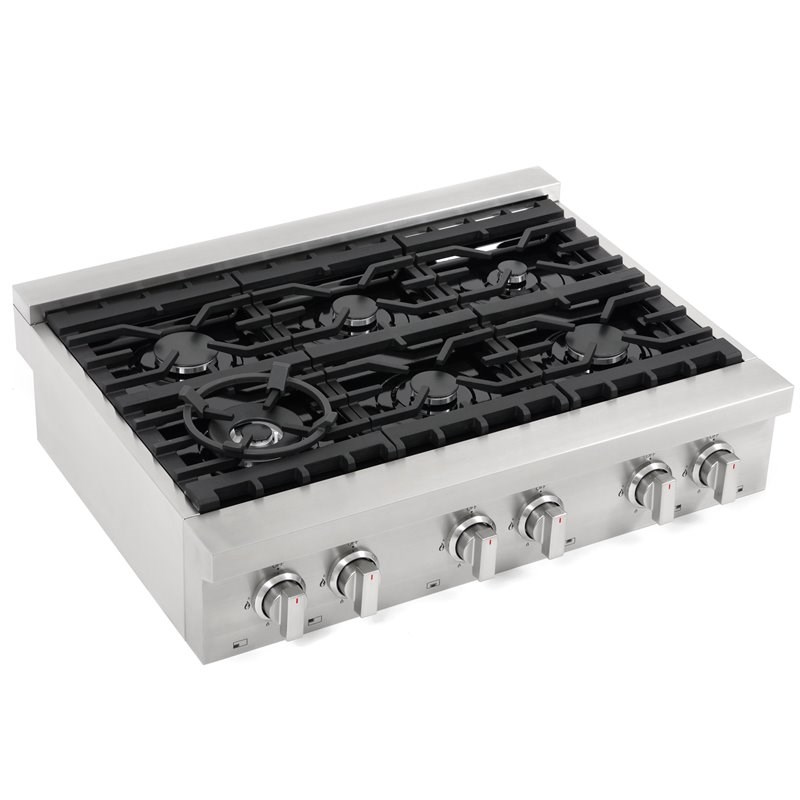 36 in. Slide-In Counter Gas Cooktop with 6 Sealed Italian Burners