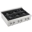 36 in. Slide-In Counter Gas Cooktop with 6 Sealed Italian Burners