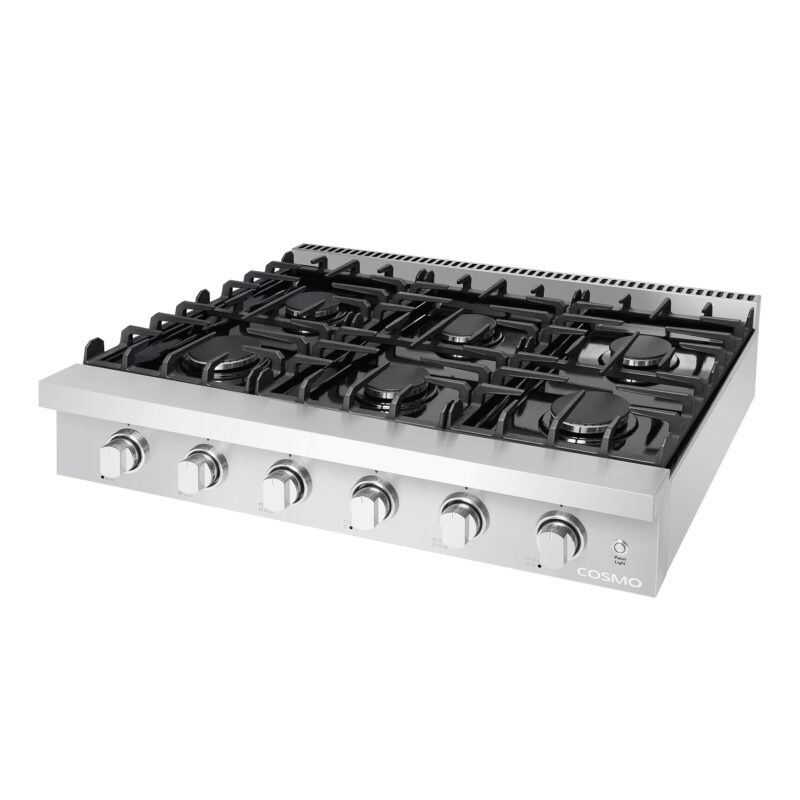 36 in. Slide-In Counter Gas Cooktop with 6 Sealed Italian Burners