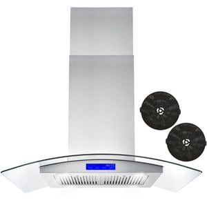 36 in. Lumin Collection Ductless Island Range Hood in Stainless Steel