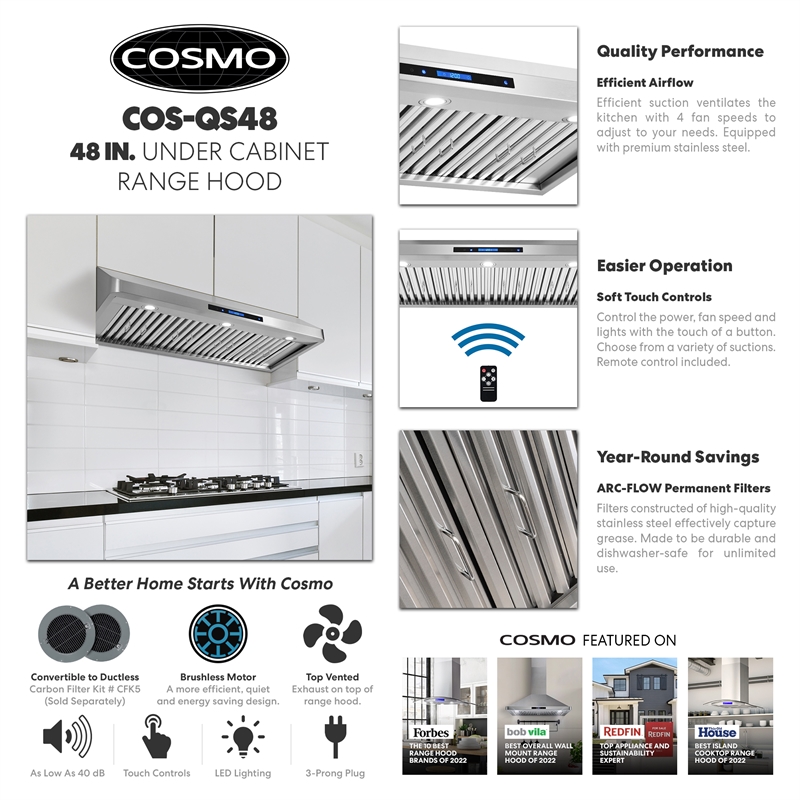 48 in. Haven Collection Ducted Under Cabinet Range Hood in Stainless Steel