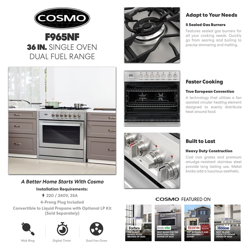 36 in. Stellar Collection 3.8 cu. ft. Dual Fuel Range with Convection Oven