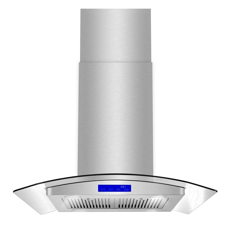30 in. Lumin Collection Ducted Island Range Hood in Stainless Steel