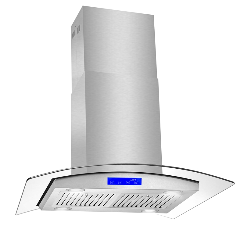 30 in. Lumin Collection Ducted Island Range Hood in Stainless Steel