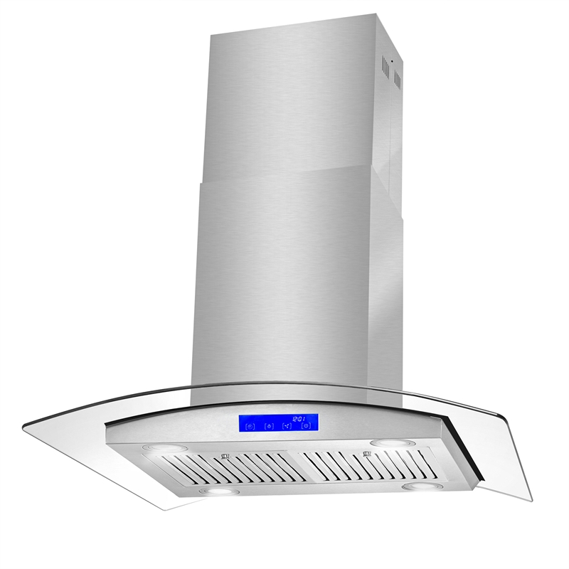 30 in. Lumin Collection Ducted Island Range Hood in Stainless Steel